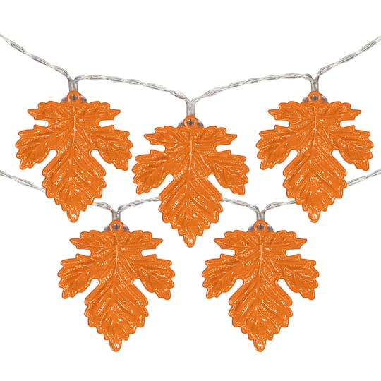 5.5ft. Orange 10ct. LED Fall Harvest Maple Leaf Fairy Lights